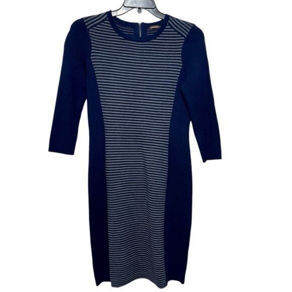 J. McLaughlin Darla Ottoman Striped Sweater Knit Dress in Navy Grey Size M - Picture 2 of 9
